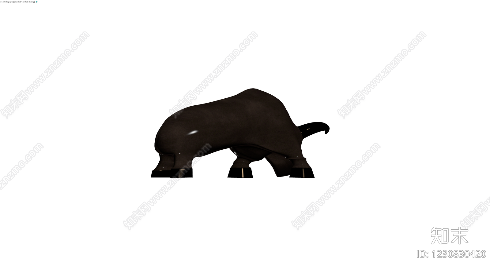 黑色公牛雕塑3D模型下载【ID:1230830420】