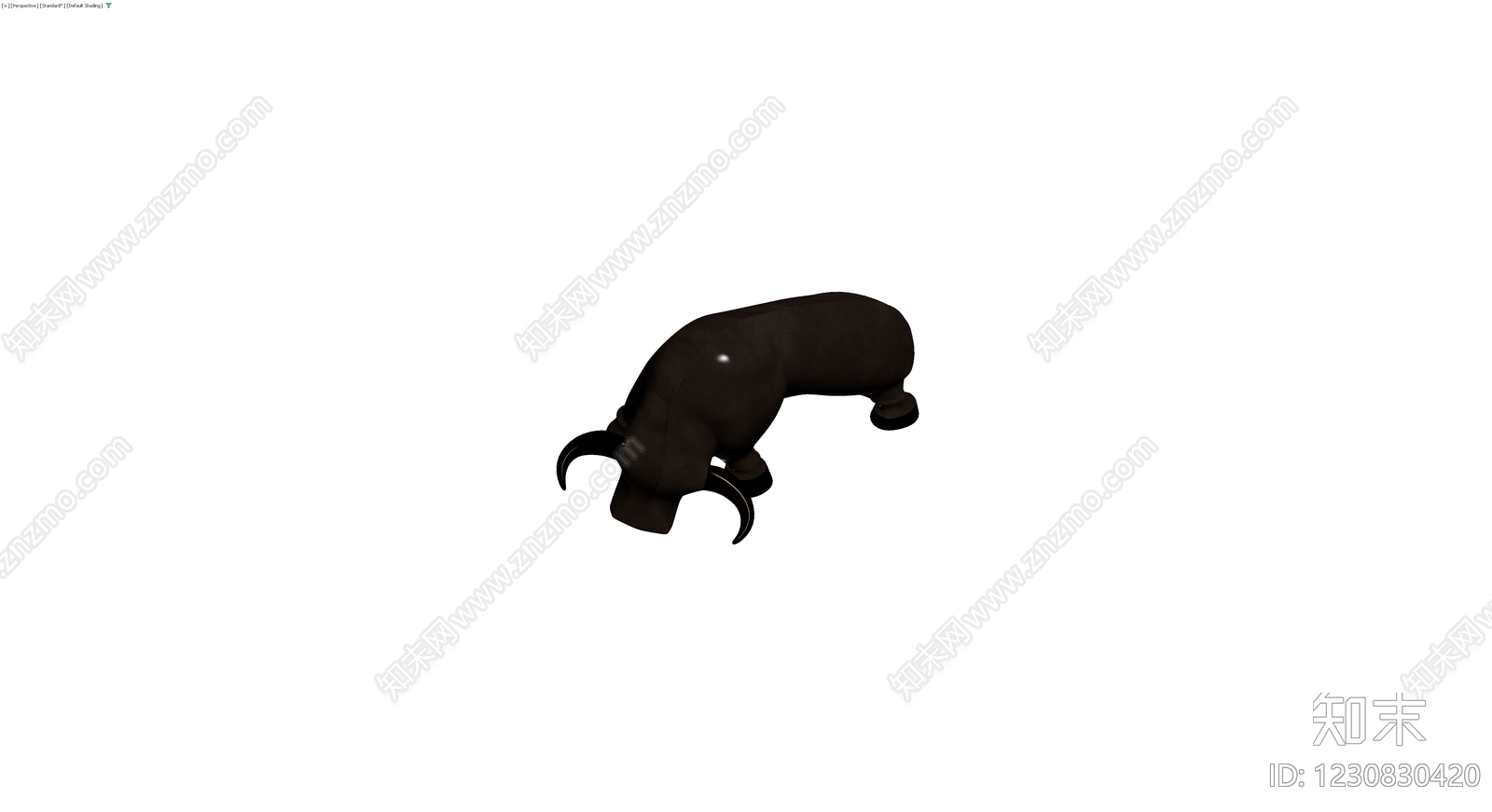 黑色公牛雕塑3D模型下载【ID:1230830420】