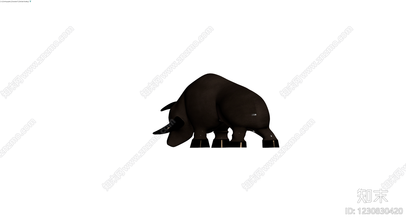 黑色公牛雕塑3D模型下载【ID:1230830420】