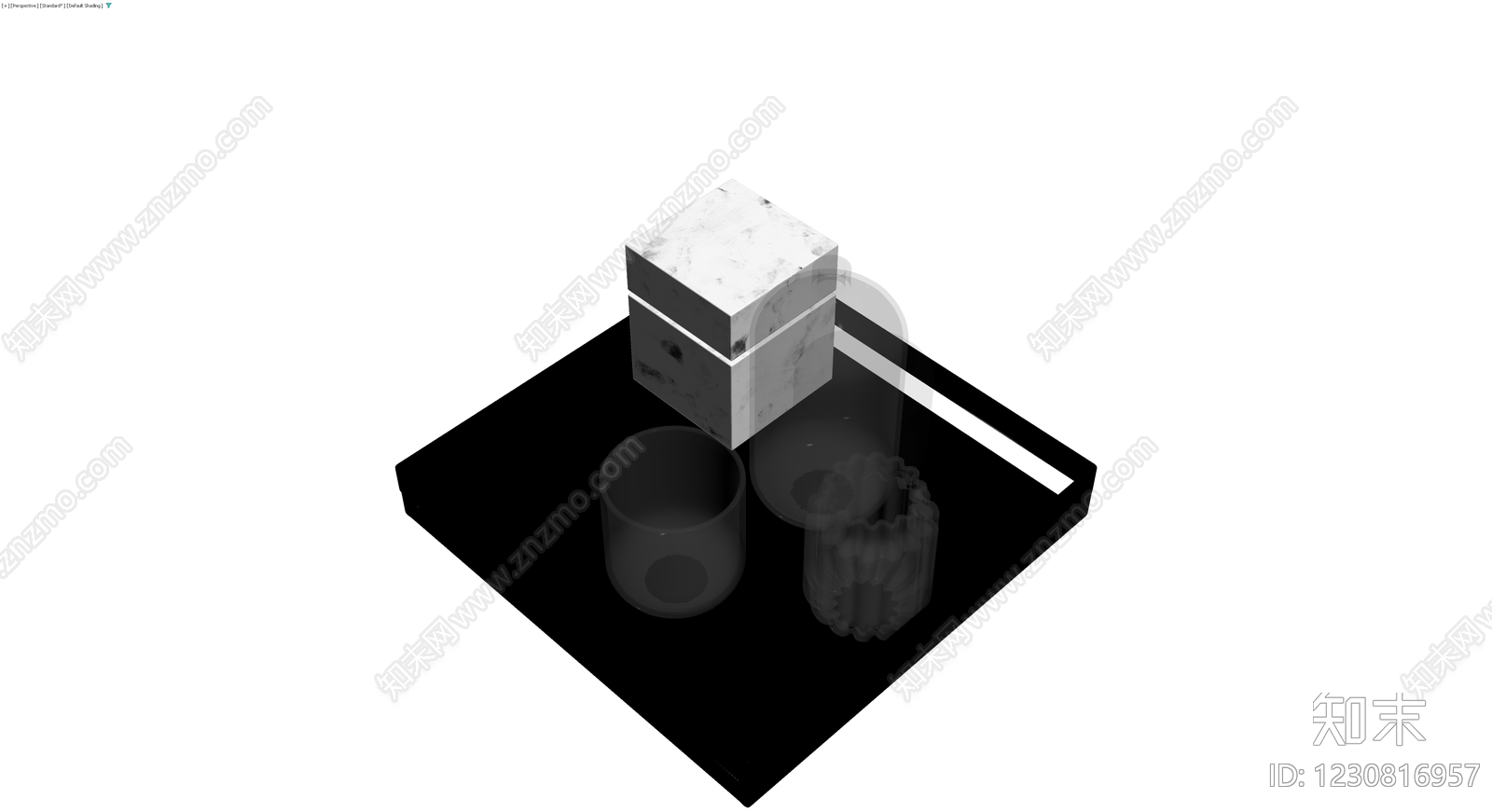 大理石方块与玻璃器皿组合3D模型下载【ID:1230816957】