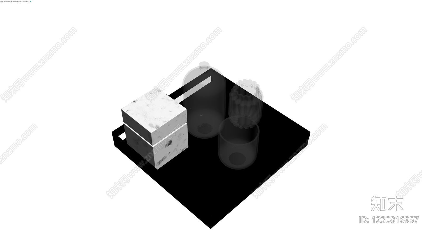 大理石方块与玻璃器皿组合3D模型下载【ID:1230816957】