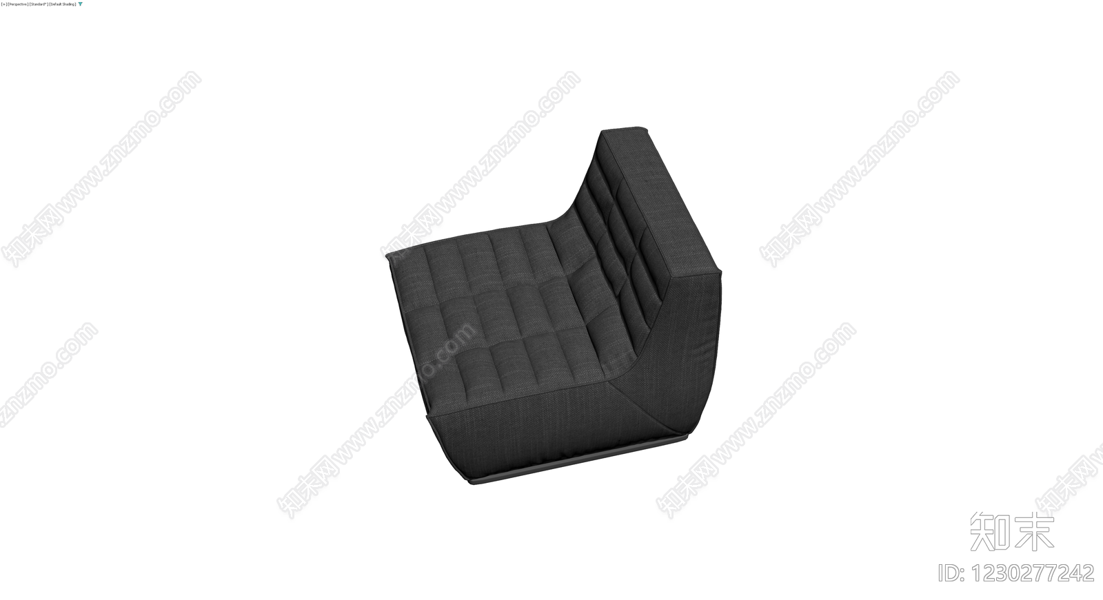 深灰色软包单人沙发3D模型下载【ID:1230277242】