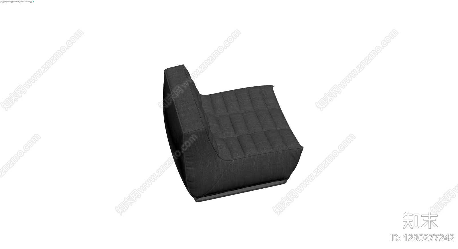 深灰色软包单人沙发3D模型下载【ID:1230277242】