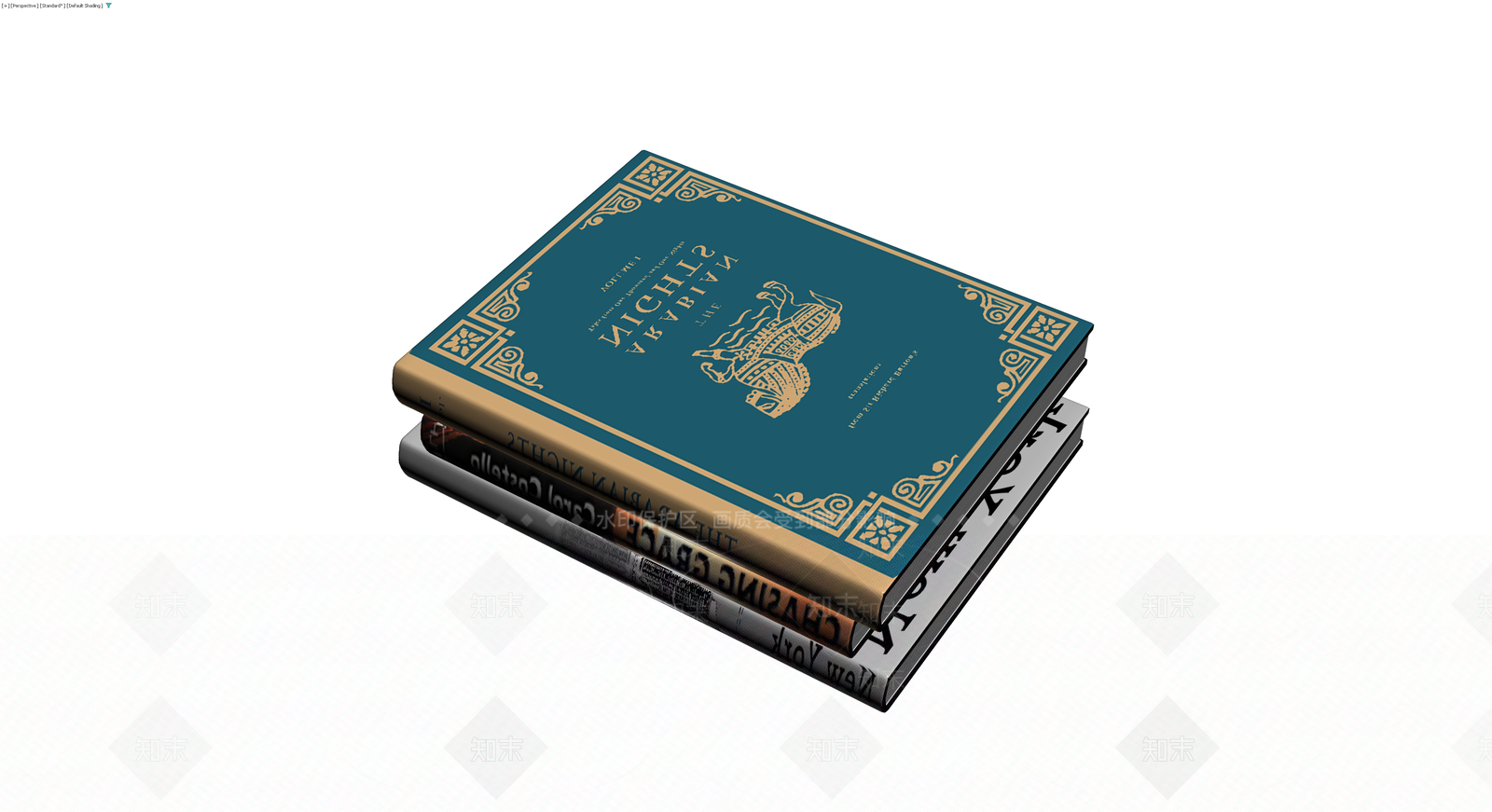 三本堆叠书籍组合3D模型下载【ID:1230419598】