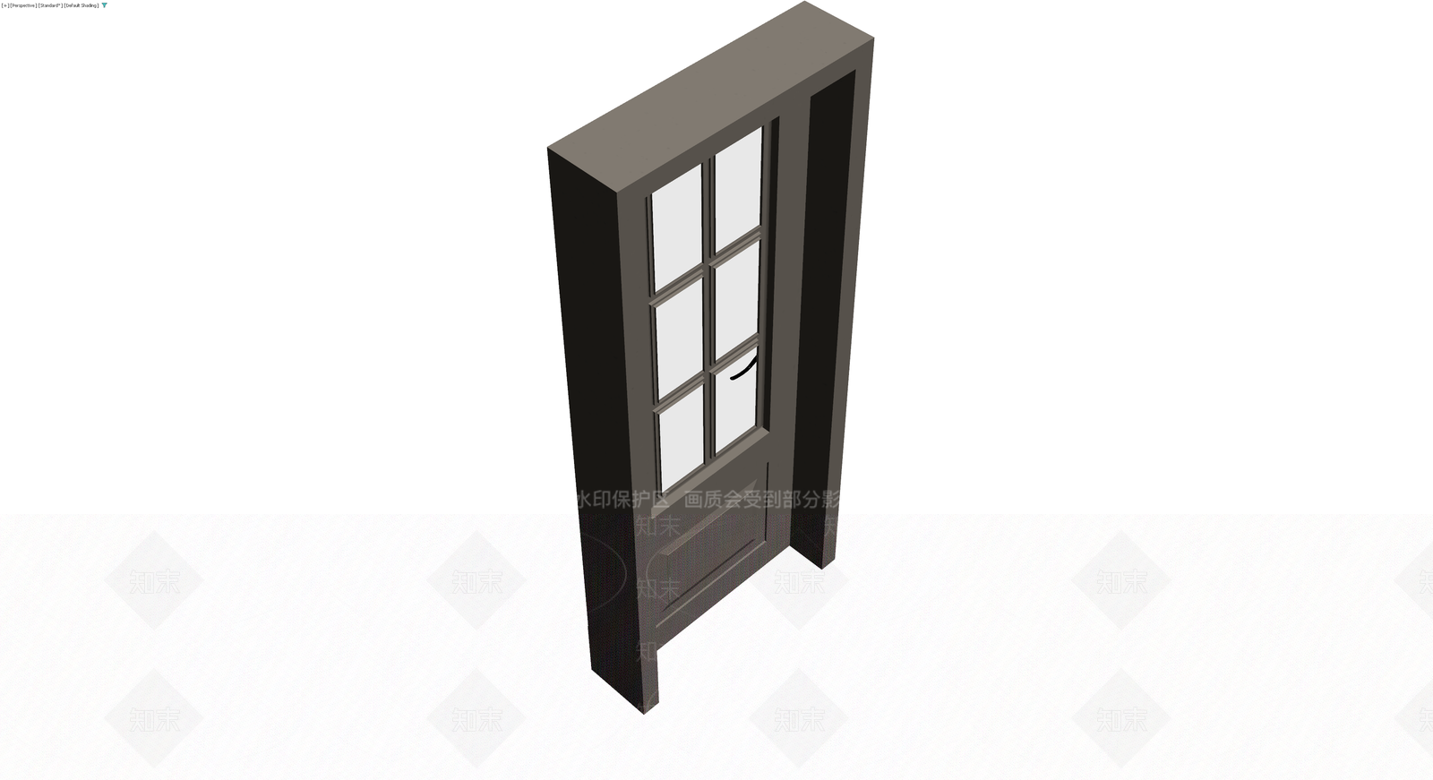 灰模带窗格成品门3D模型下载【ID:1229645940】