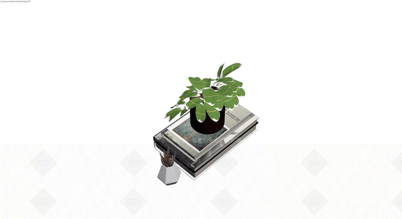 书籍与盆栽组合摆件3D模型下载【ID:1229925069】