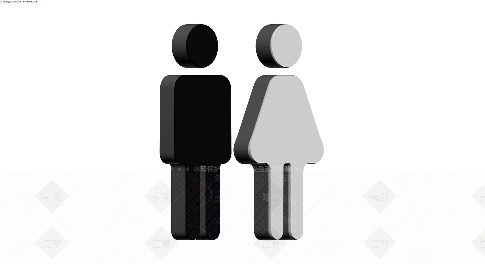 男女洗手间标识模型3D模型下载【ID:1229909542】