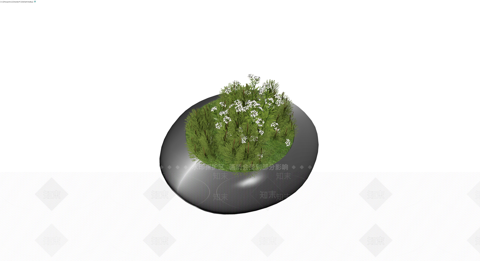 黑色椭圆花盆植物组合3D模型下载【ID:1230379173】