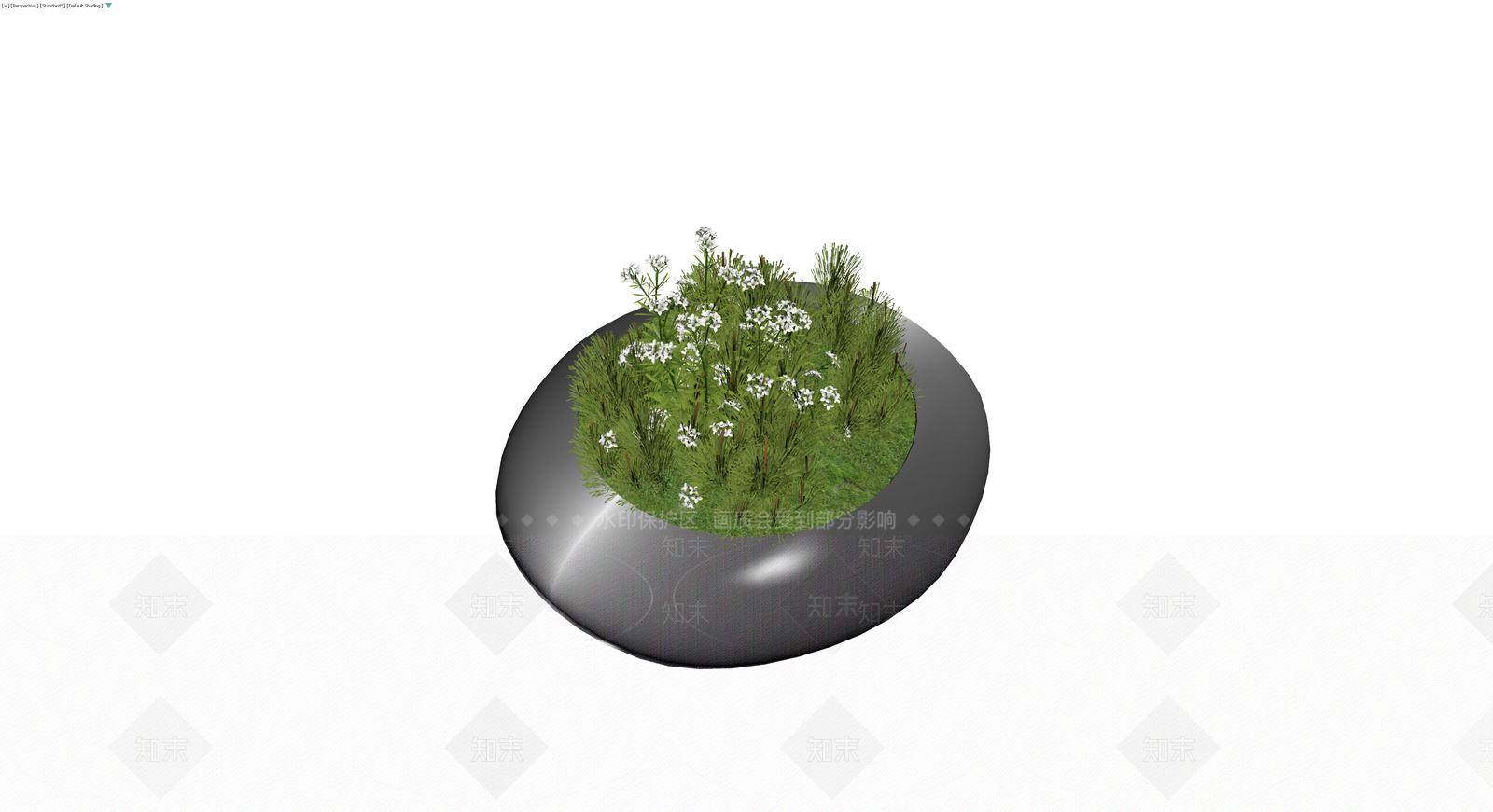 黑色椭圆花盆植物组合3D模型下载【ID:1230379173】