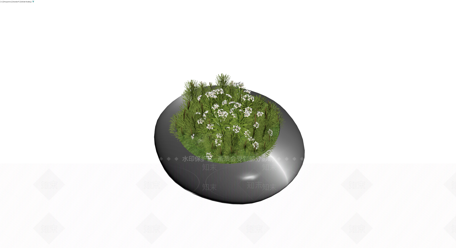 黑色椭圆花盆植物组合3D模型下载【ID:1230379173】