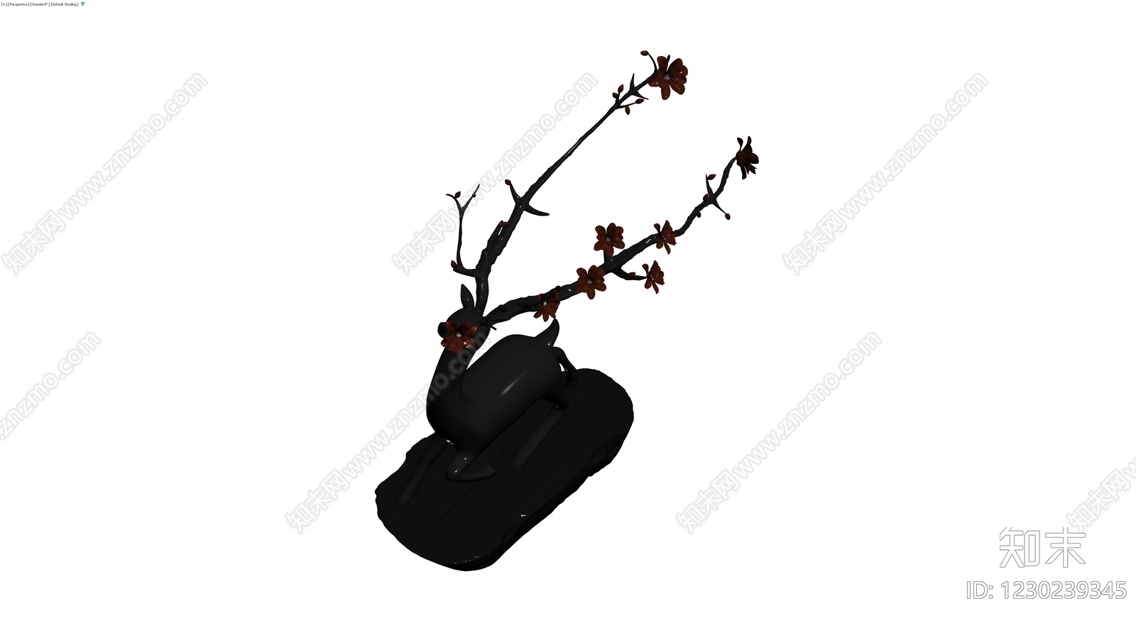 黑鹿梅花雕塑摆件3D模型下载【ID:1230239345】