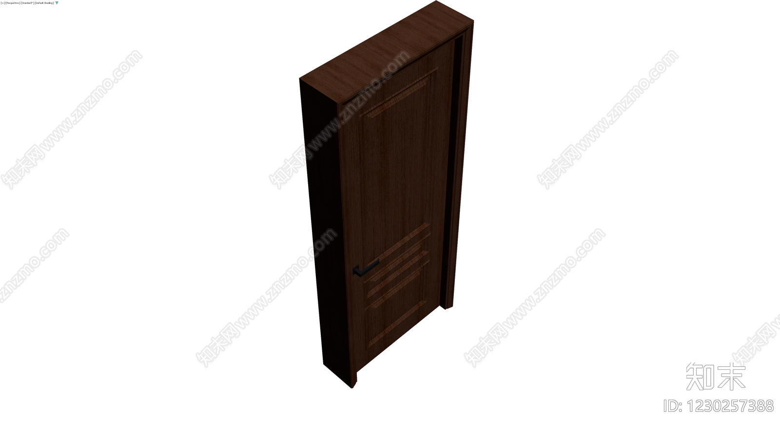 深褐色实木门体3D模型下载【ID:1230257388】