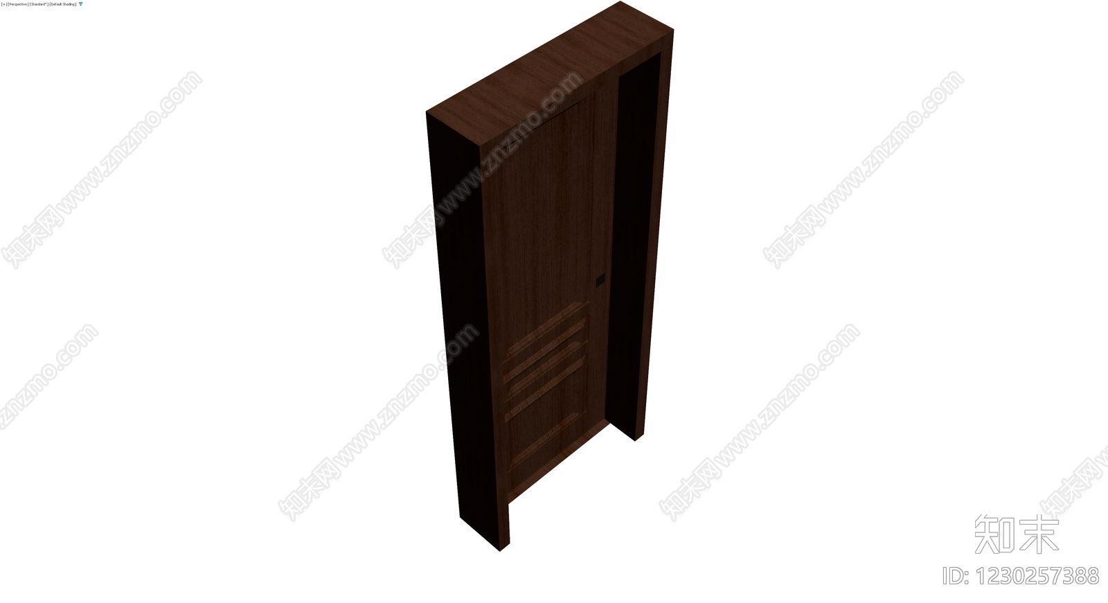 深褐色实木门体3D模型下载【ID:1230257388】