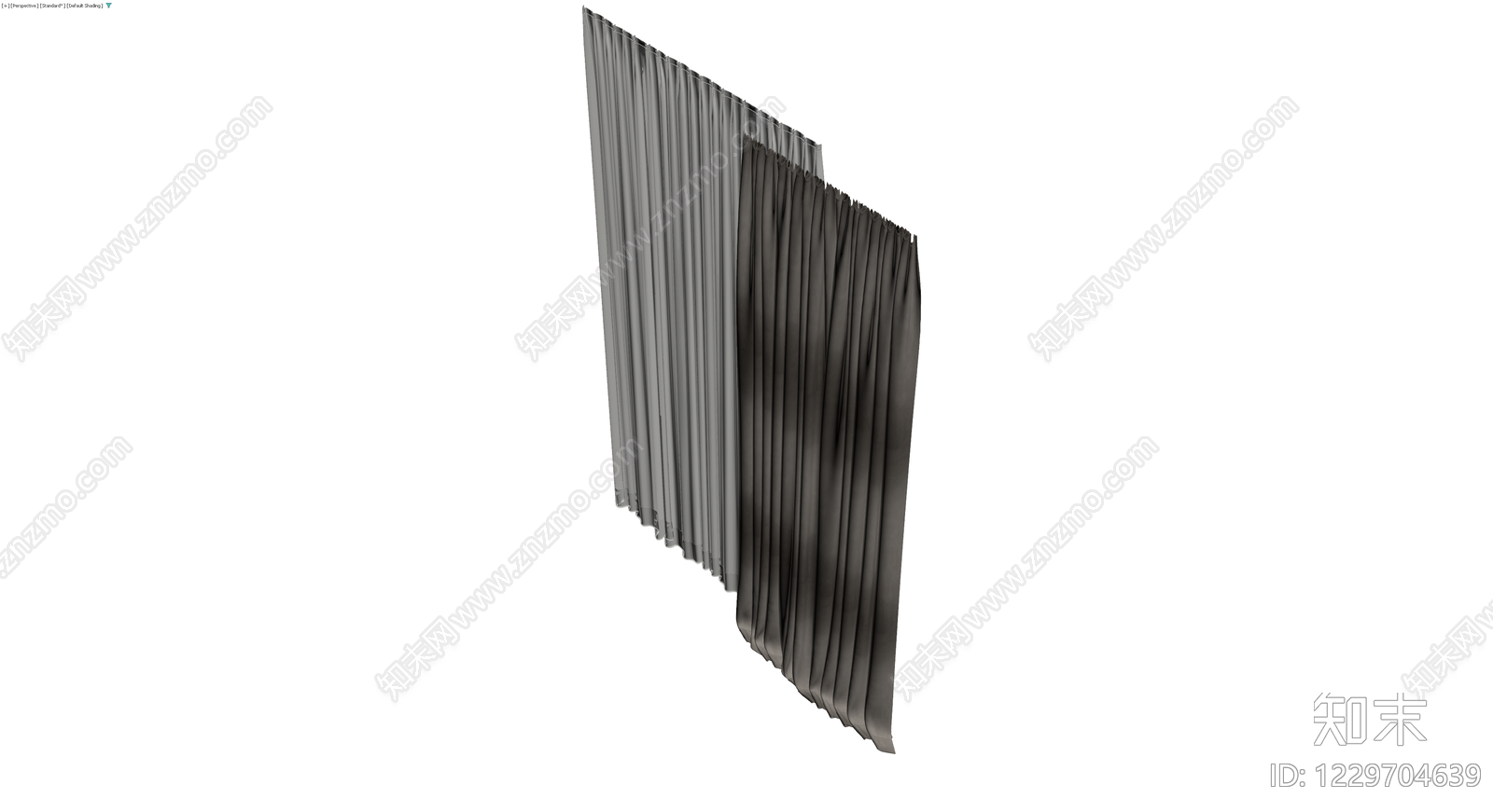 灰色褶皱布艺窗帘3D模型下载【ID:1229704639】