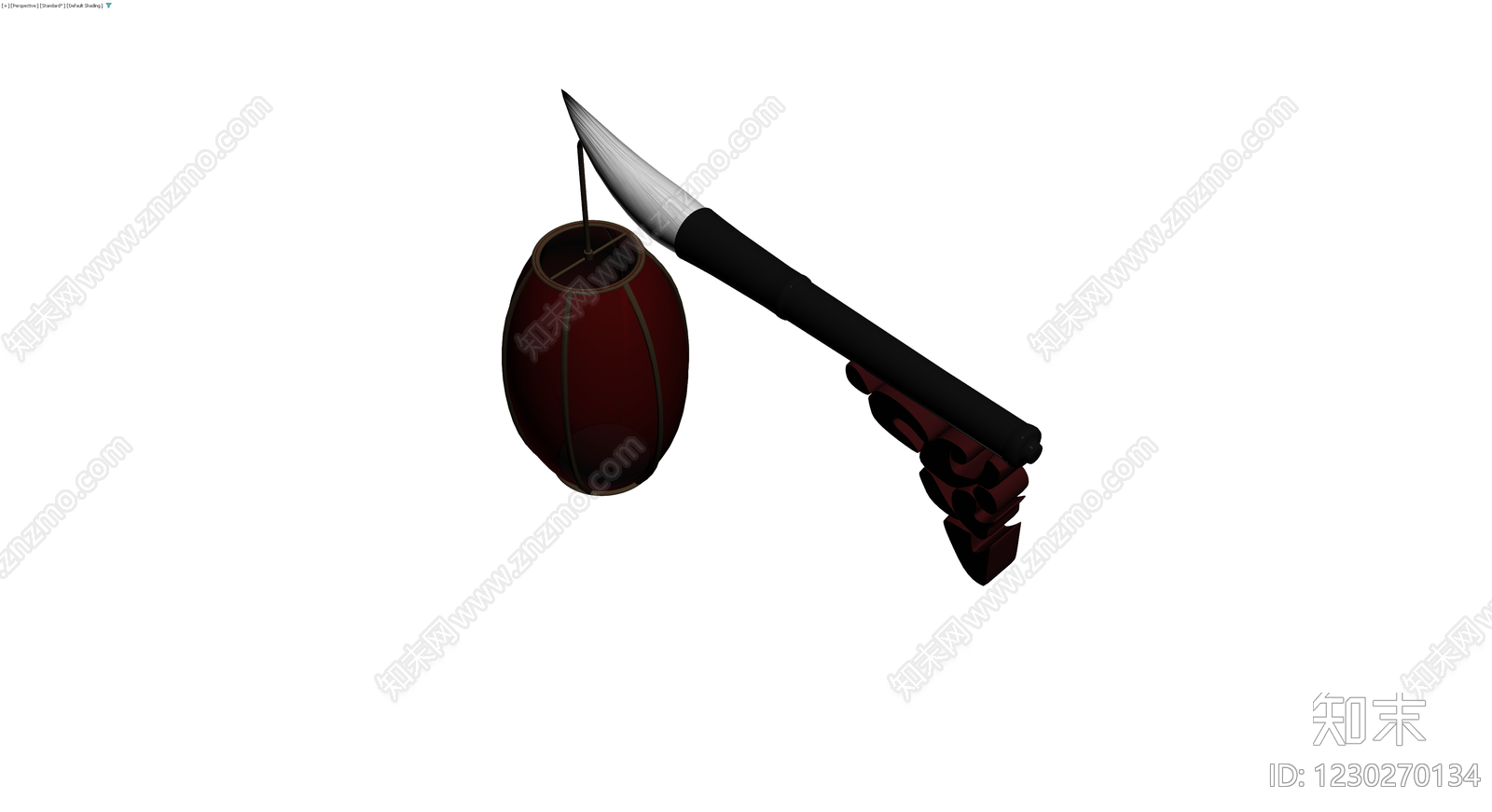 中式灯笼笔架组合3D模型下载【ID:1230270134】