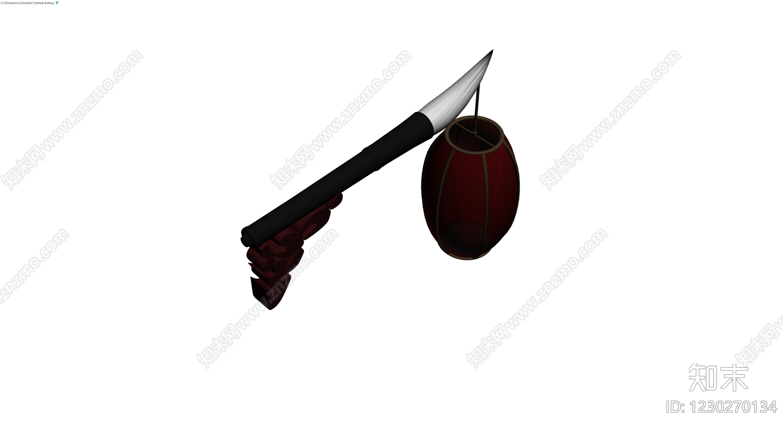 中式灯笼笔架组合3D模型下载【ID:1230270134】