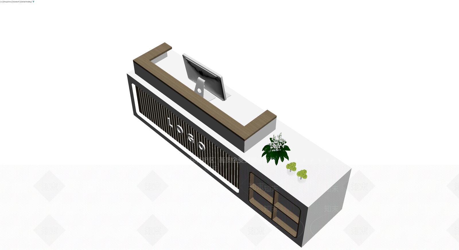 现代前台接待桌3D模型下载【ID:1230628801】