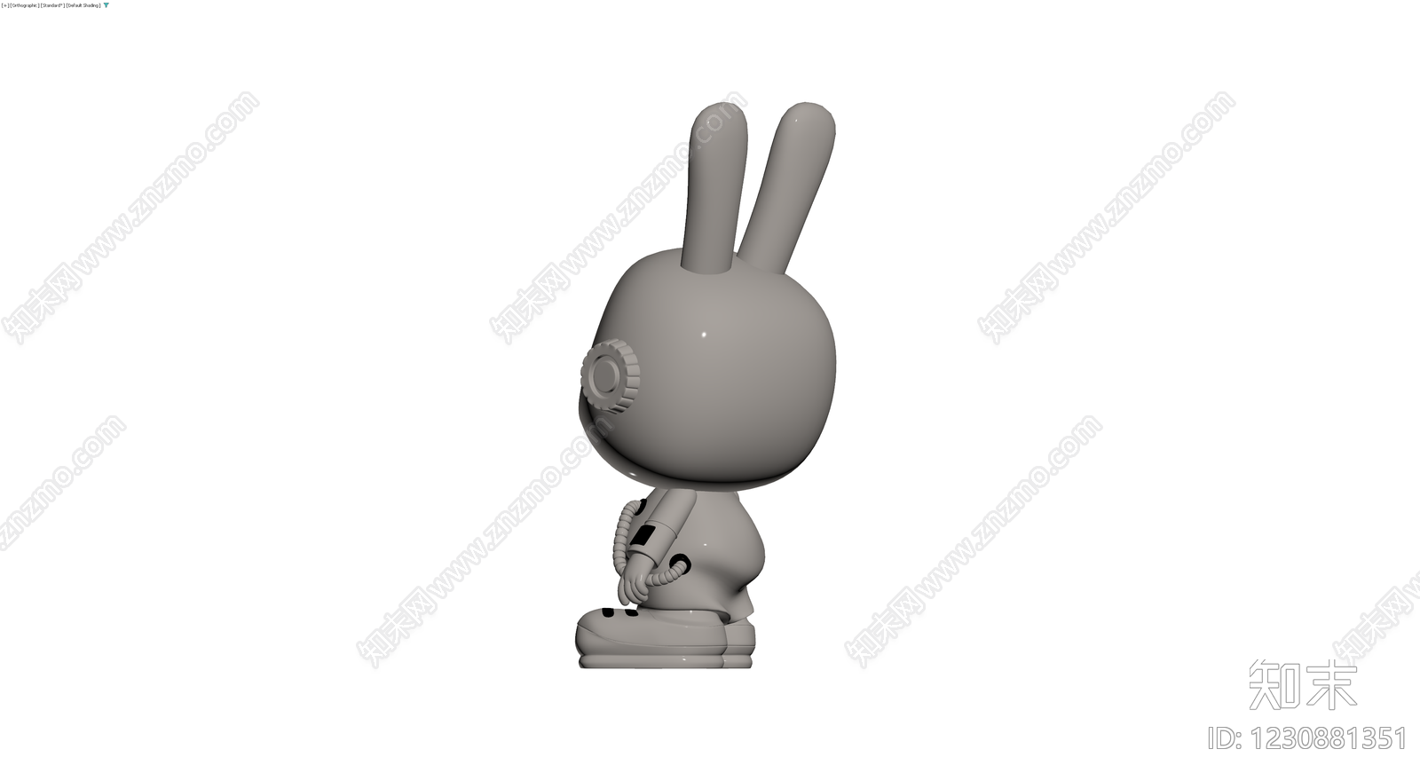 宇航员兔子雕塑灰模3D模型下载【ID:1230881351】