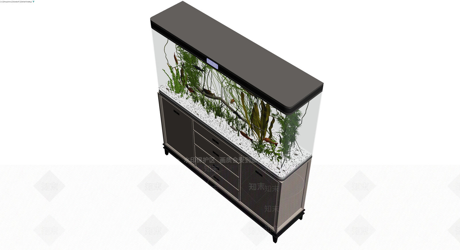 带柜底鱼缸景观模型3D模型下载【ID:1230760809】