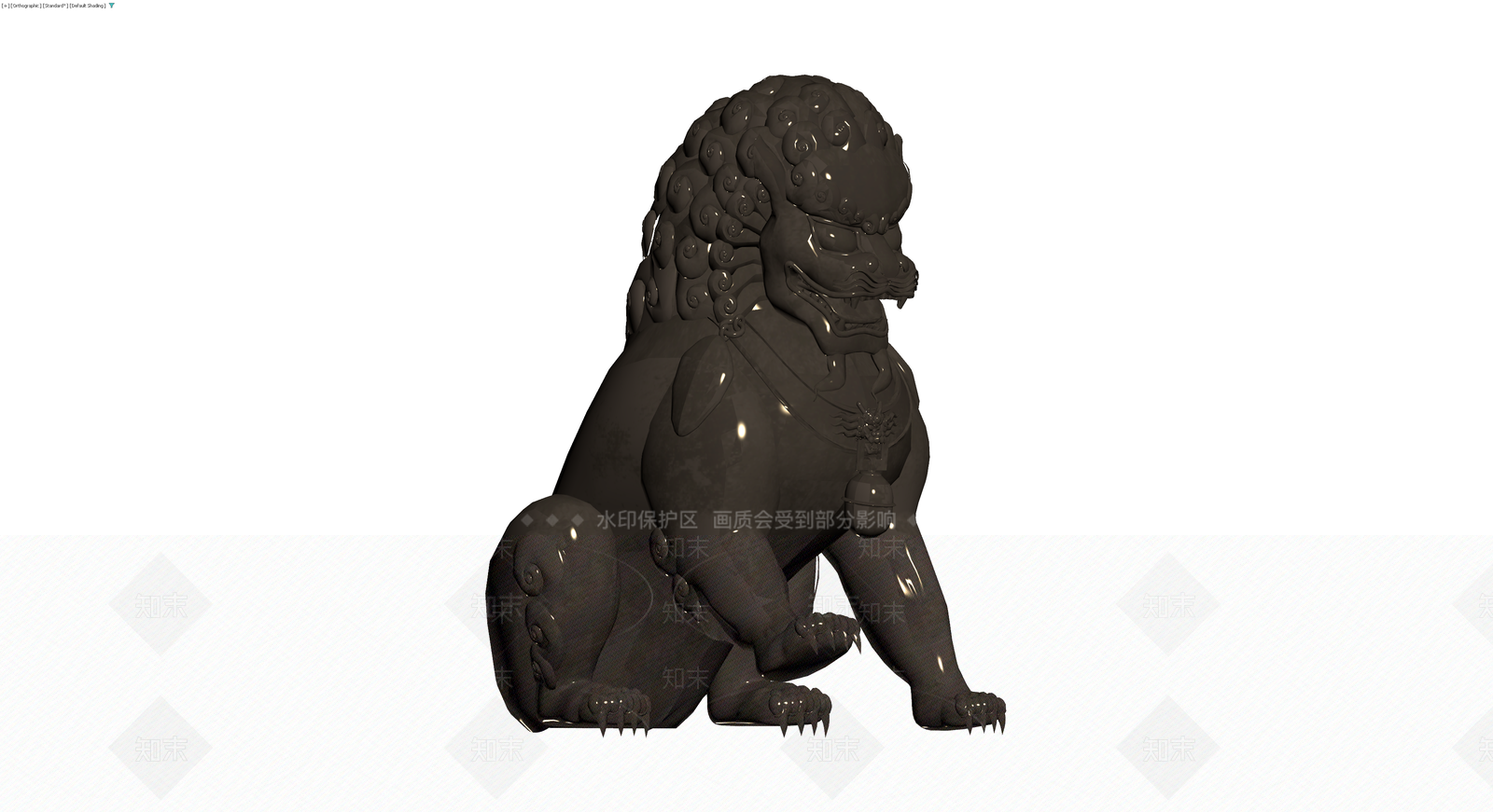 中式石狮子雕塑3D模型下载【ID:1229596252】