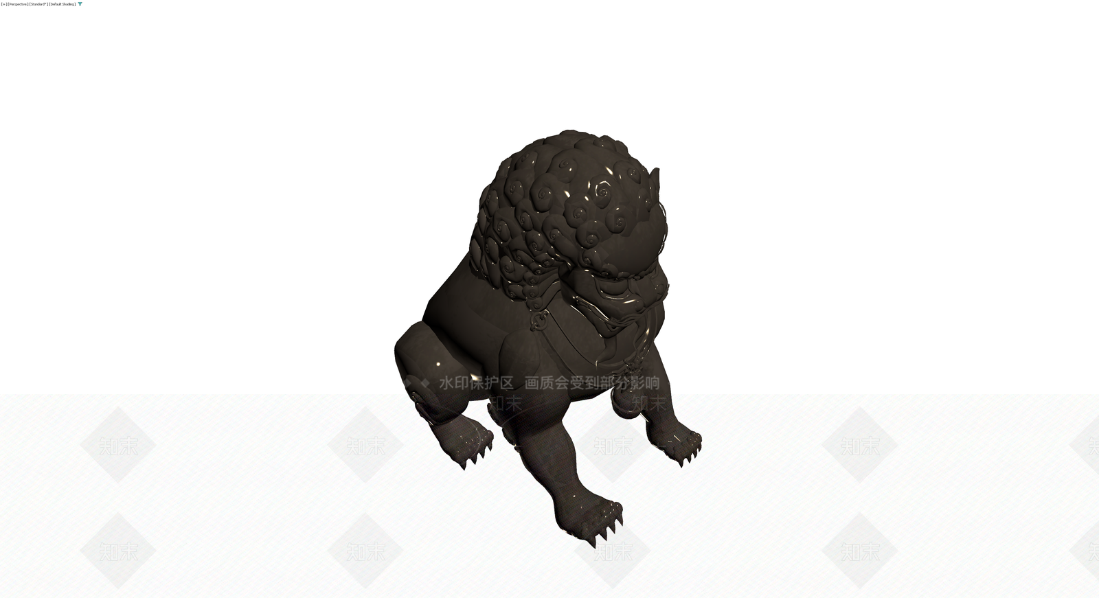 中式石狮子雕塑3D模型下载【ID:1229596252】