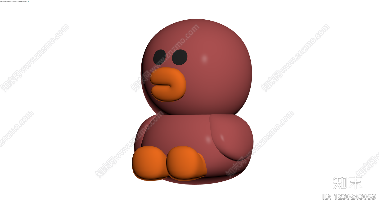 红褐色卡通鸭子摆件3D模型下载【ID:1230243059】