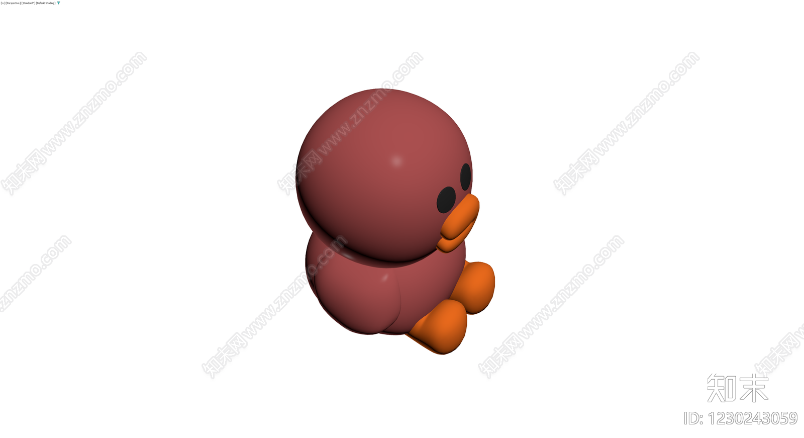 红褐色卡通鸭子摆件3D模型下载【ID:1230243059】