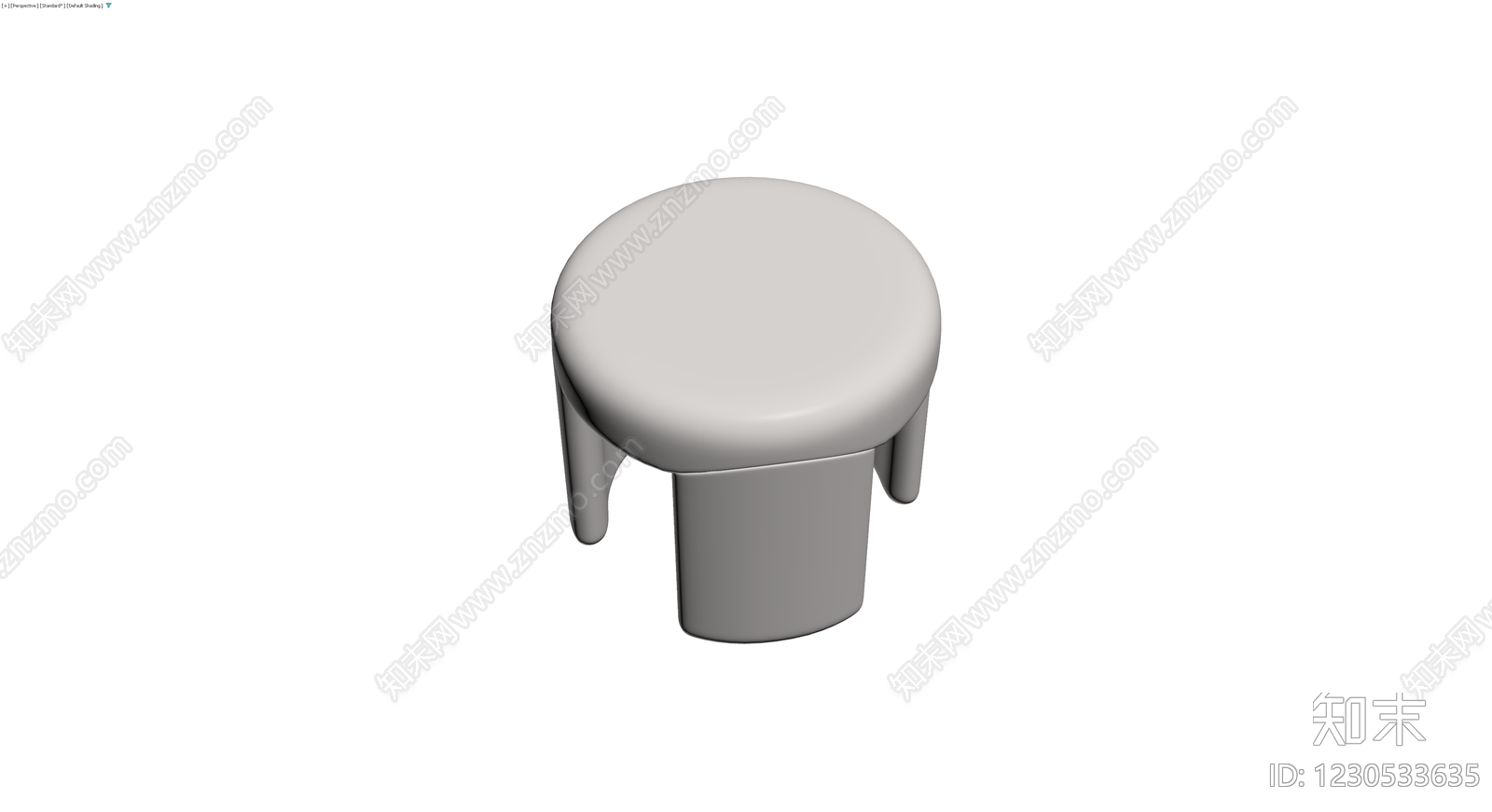 灰色圆面软包凳3D模型下载【ID:1230533635】