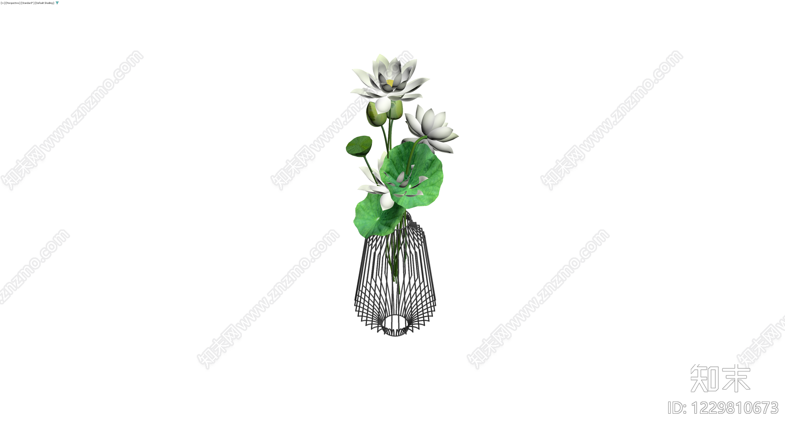 铁艺花瓶配荷花3D模型下载【ID:1229810673】