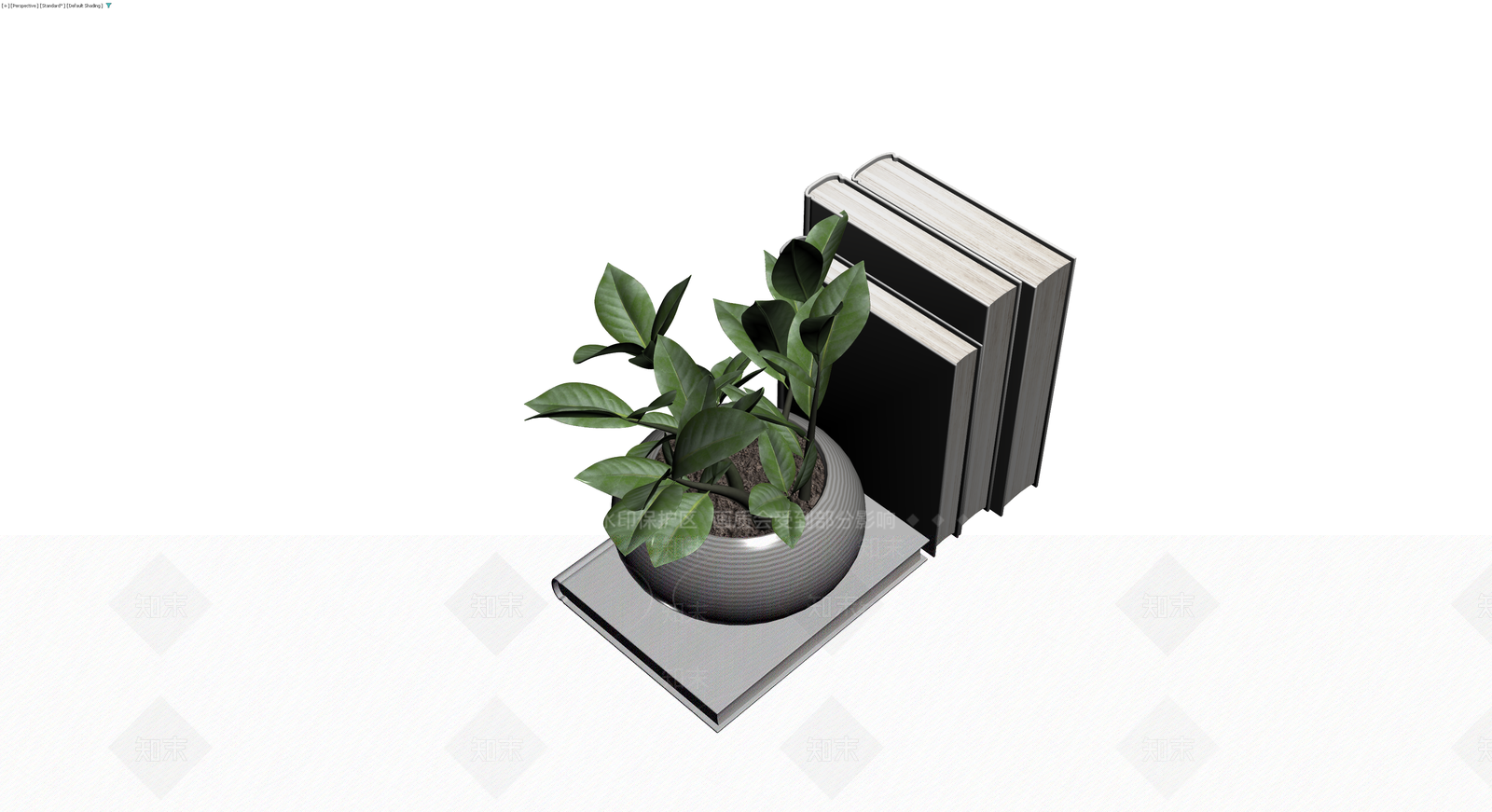 盆栽与书籍组合摆件3D模型下载【ID:1230671675】