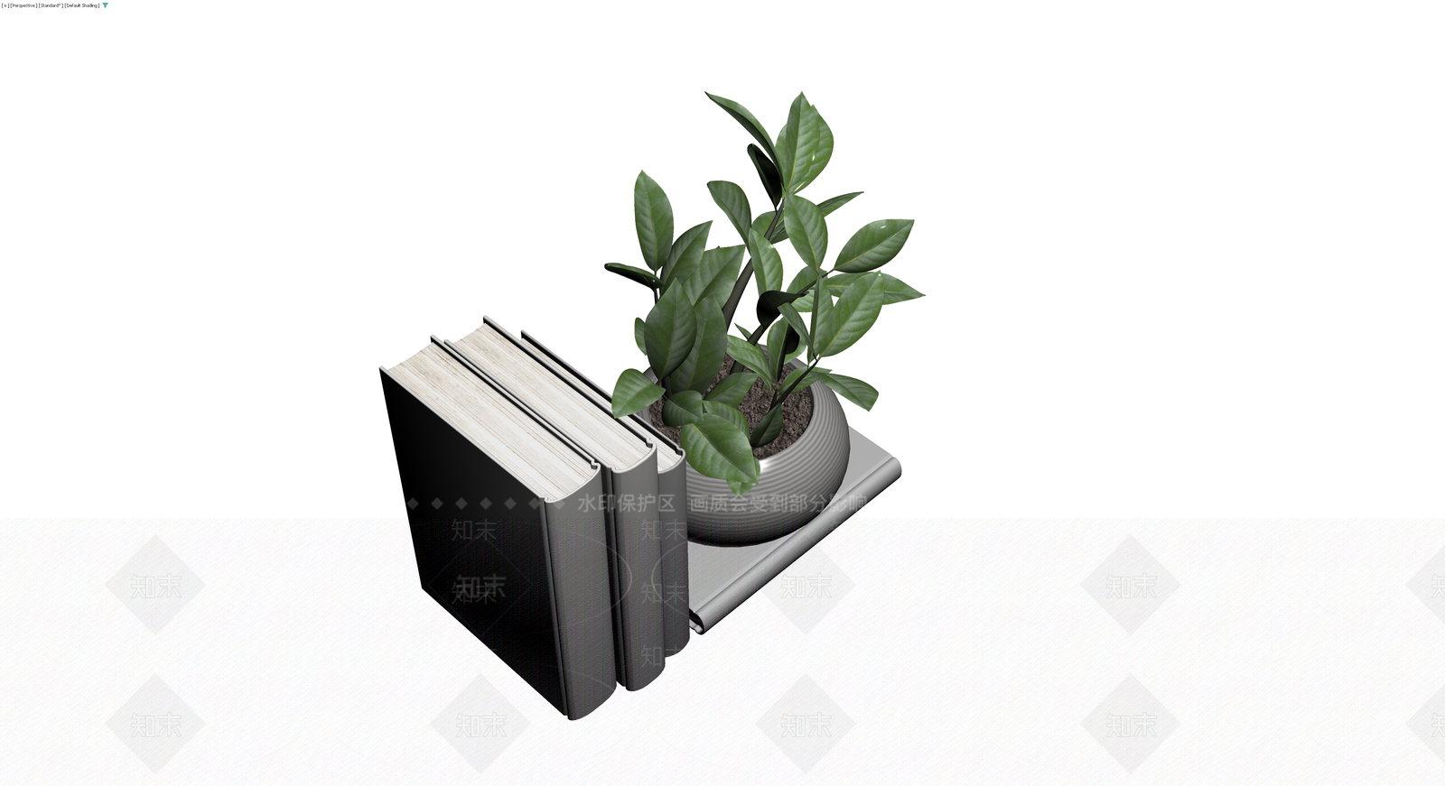 盆栽与书籍组合摆件3D模型下载【ID:1230671675】