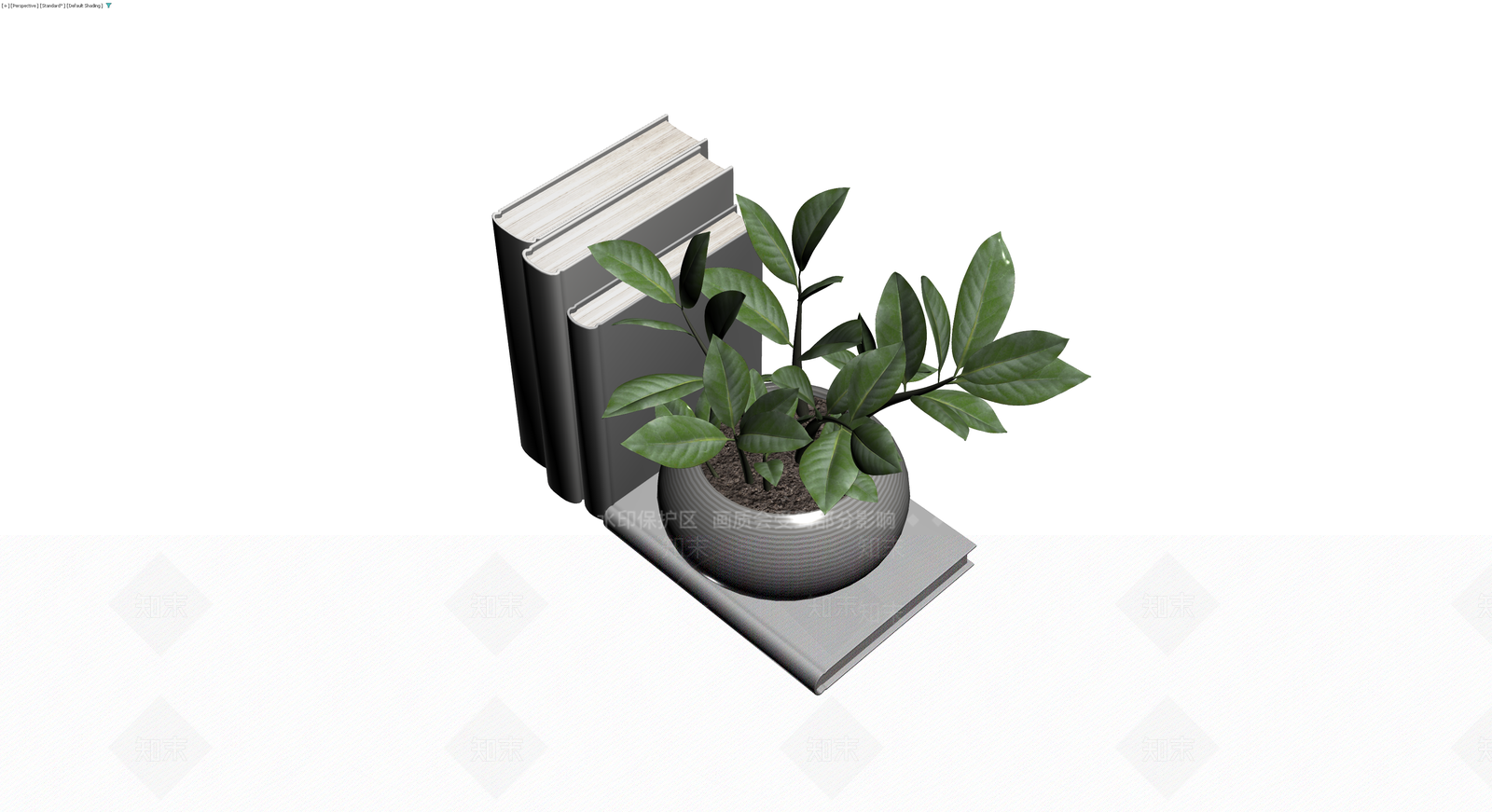 盆栽与书籍组合摆件3D模型下载【ID:1230671675】