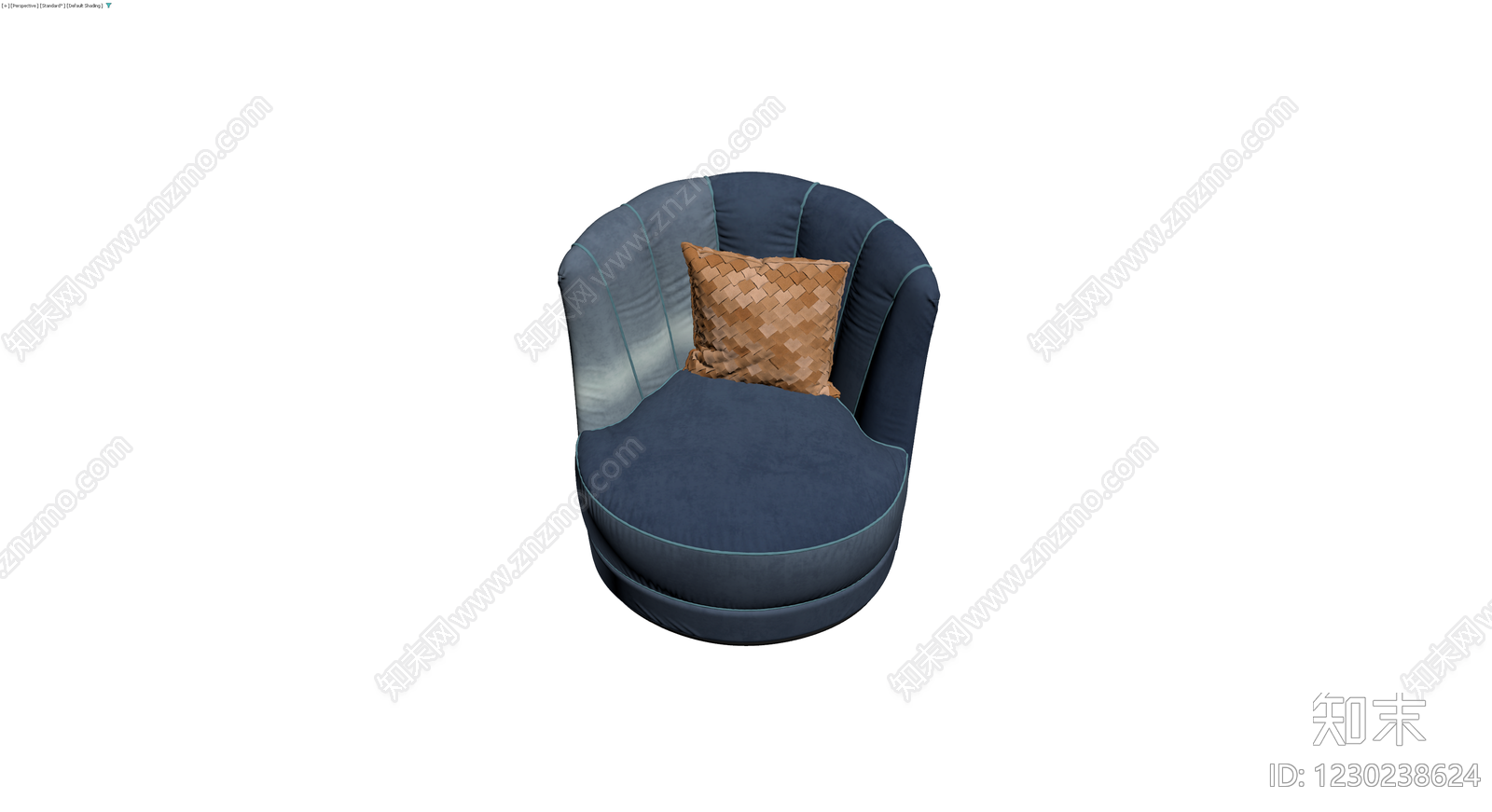 蓝色编织扶手椅3D模型下载【ID:1230238624】