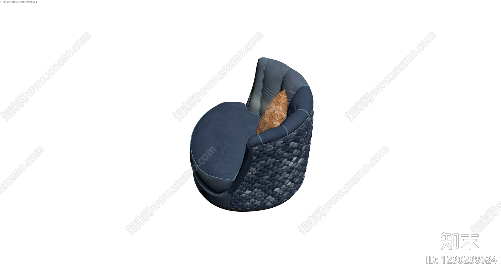 蓝色编织扶手椅3D模型下载【ID:1230238624】