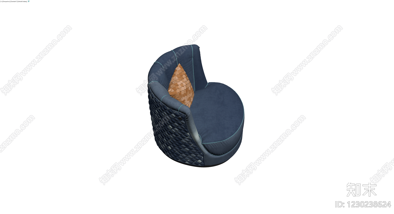 蓝色编织扶手椅3D模型下载【ID:1230238624】