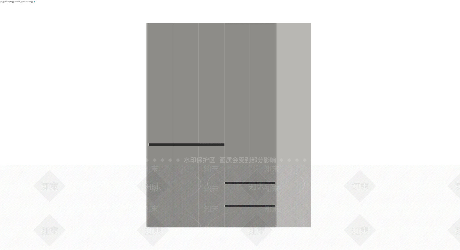 灰色调五门衣柜3D模型下载【ID:1230729549】
