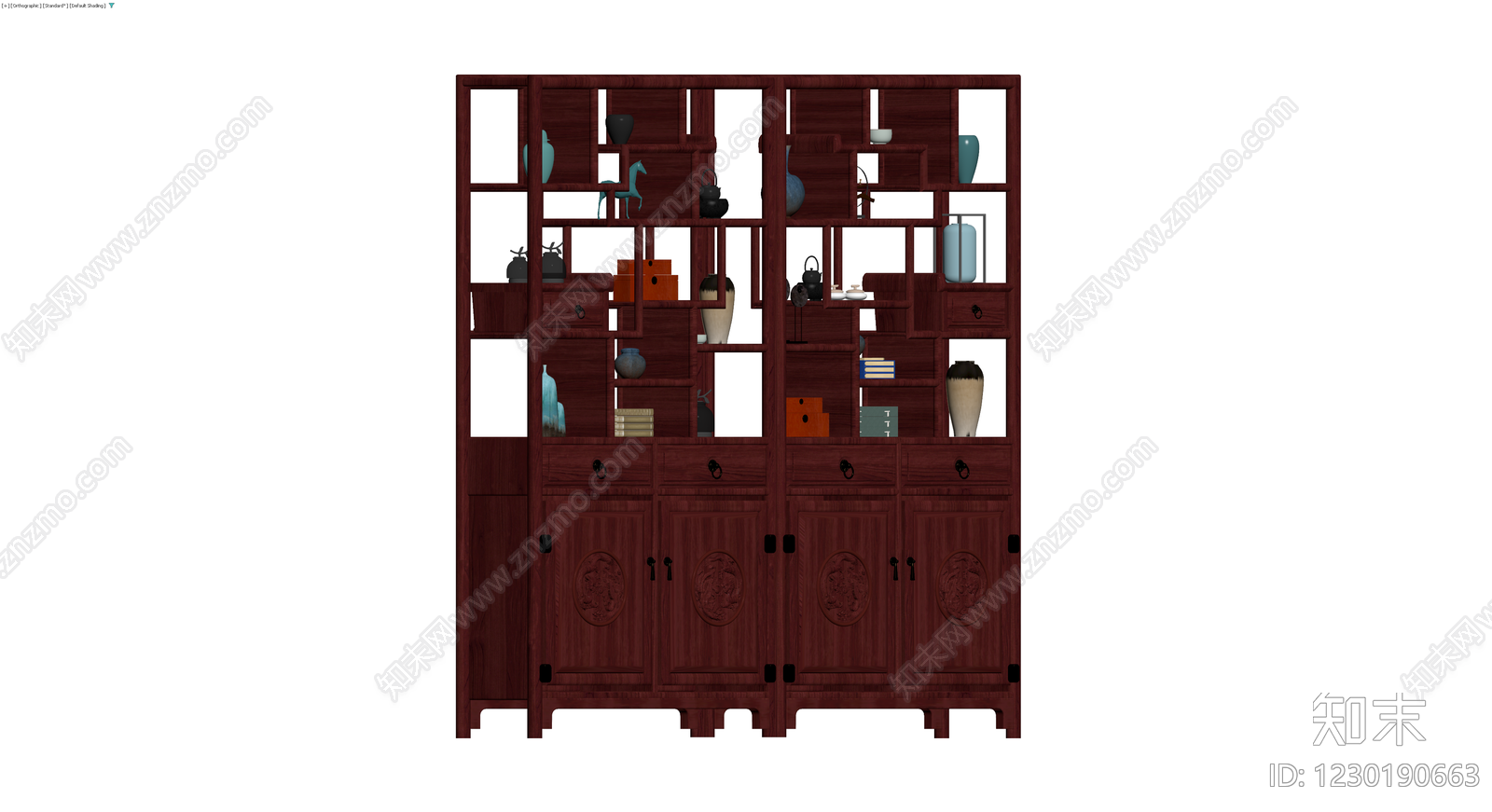 中式红木博古架组合3D模型下载【ID:1230190663】