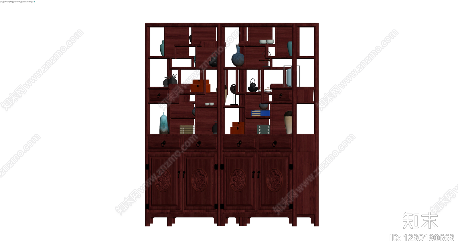 中式红木博古架组合3D模型下载【ID:1230190663】