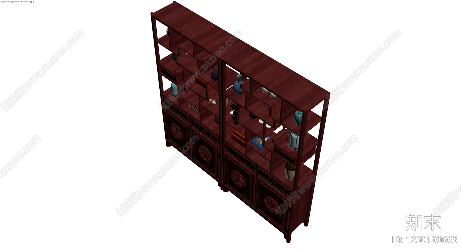 中式红木博古架组合3D模型下载【ID:1230190663】