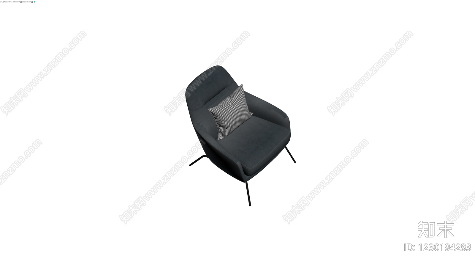 深灰绒布休闲椅3D模型下载【ID:1230194283】