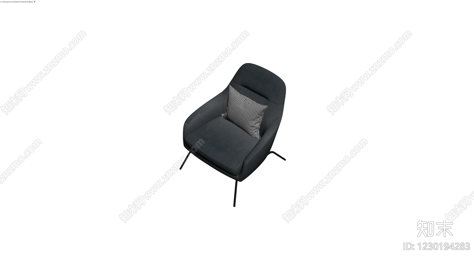 深灰绒布休闲椅3D模型下载【ID:1230194283】