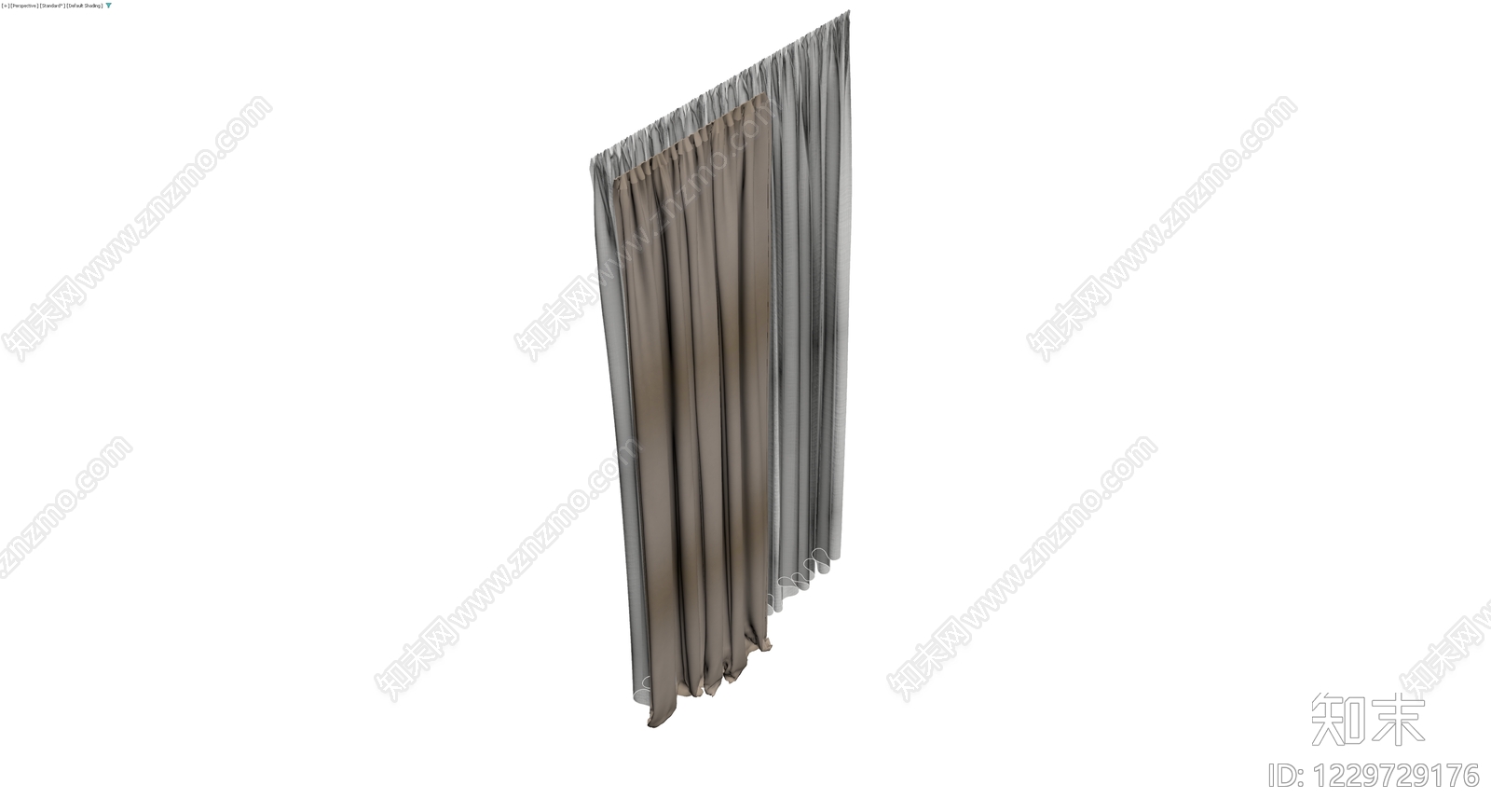双层布艺窗帘组合3D模型下载【ID:1229729176】