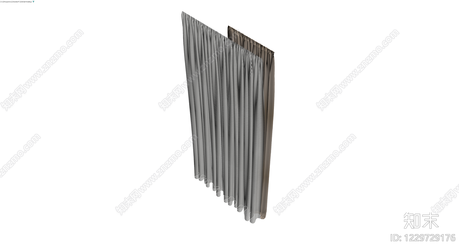 双层布艺窗帘组合3D模型下载【ID:1229729176】