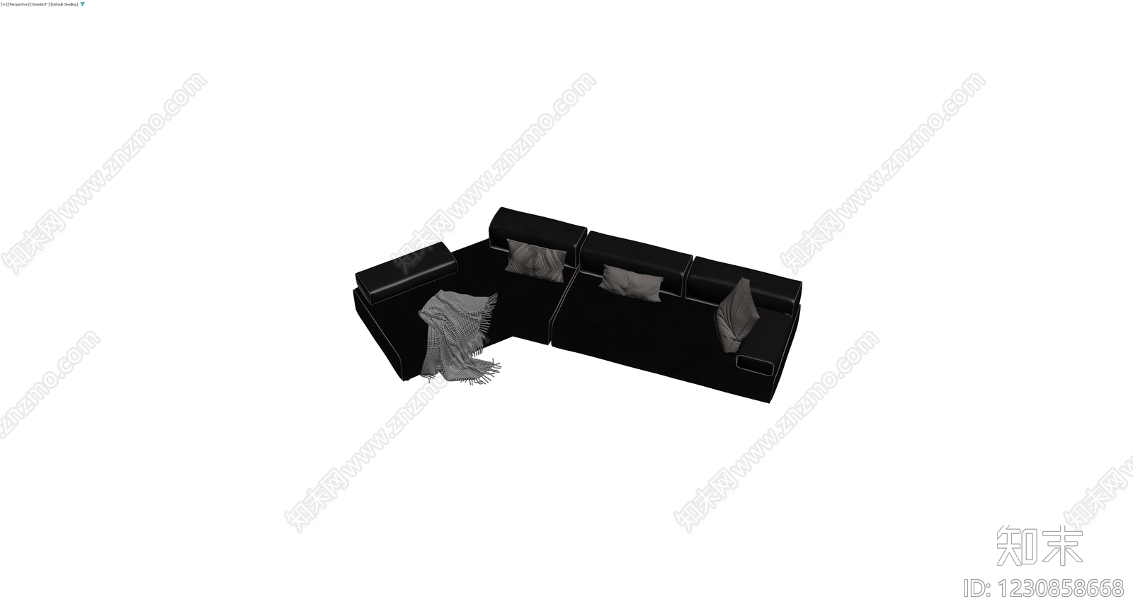 黑色L型组合沙发3D模型下载【ID:1230858668】