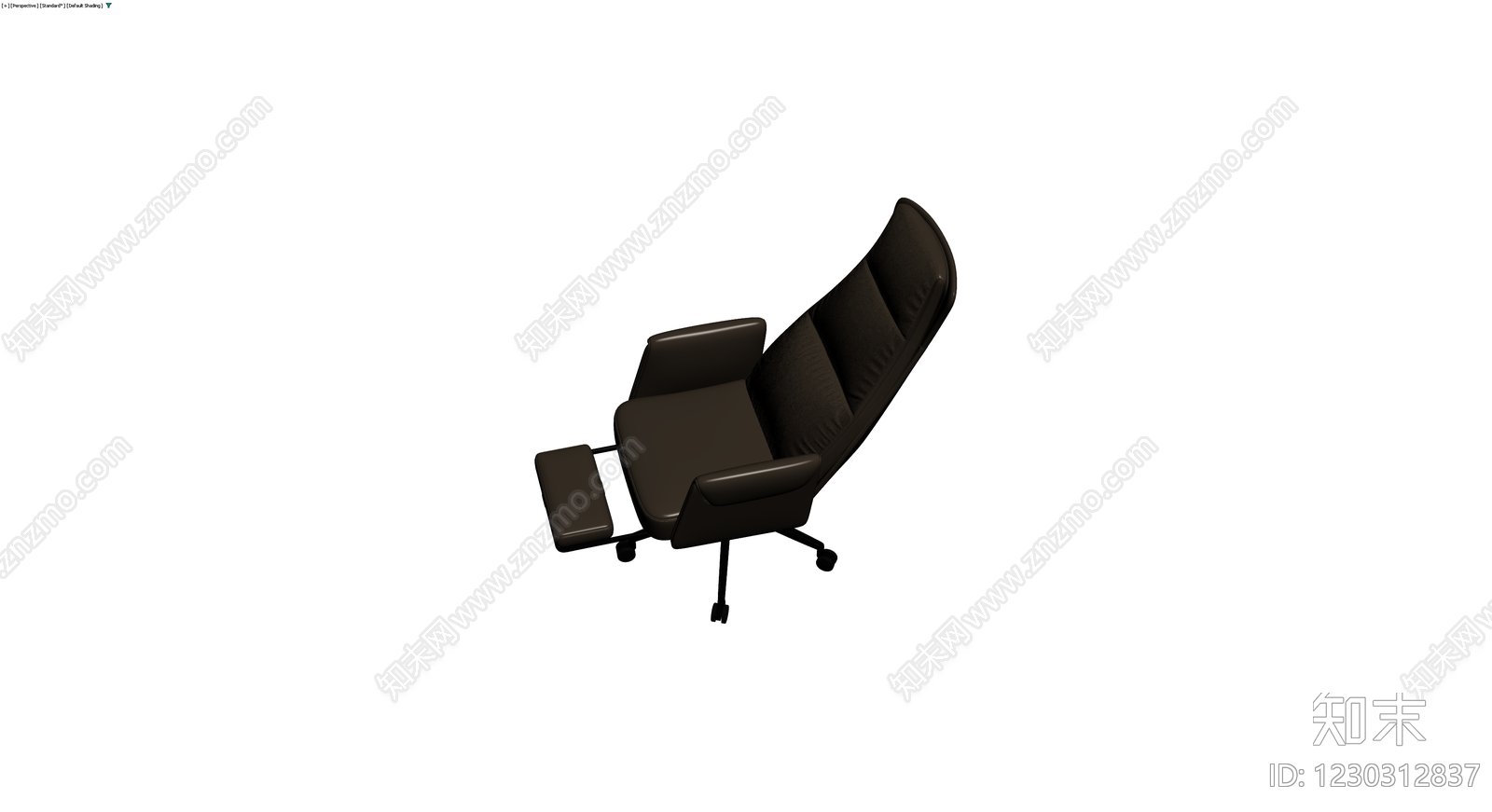 深棕色带脚踏办公椅3D模型下载【ID:1230312837】