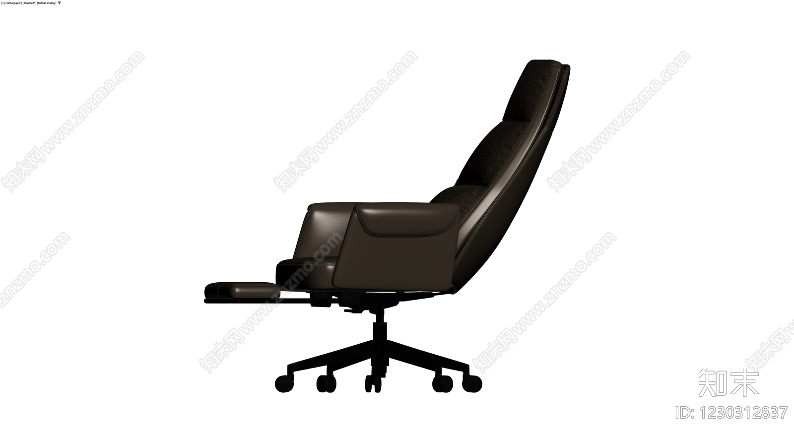 深棕色带脚踏办公椅3D模型下载【ID:1230312837】
