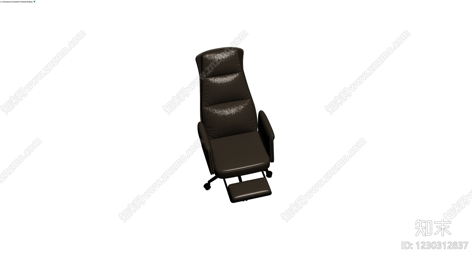 深棕色带脚踏办公椅3D模型下载【ID:1230312837】