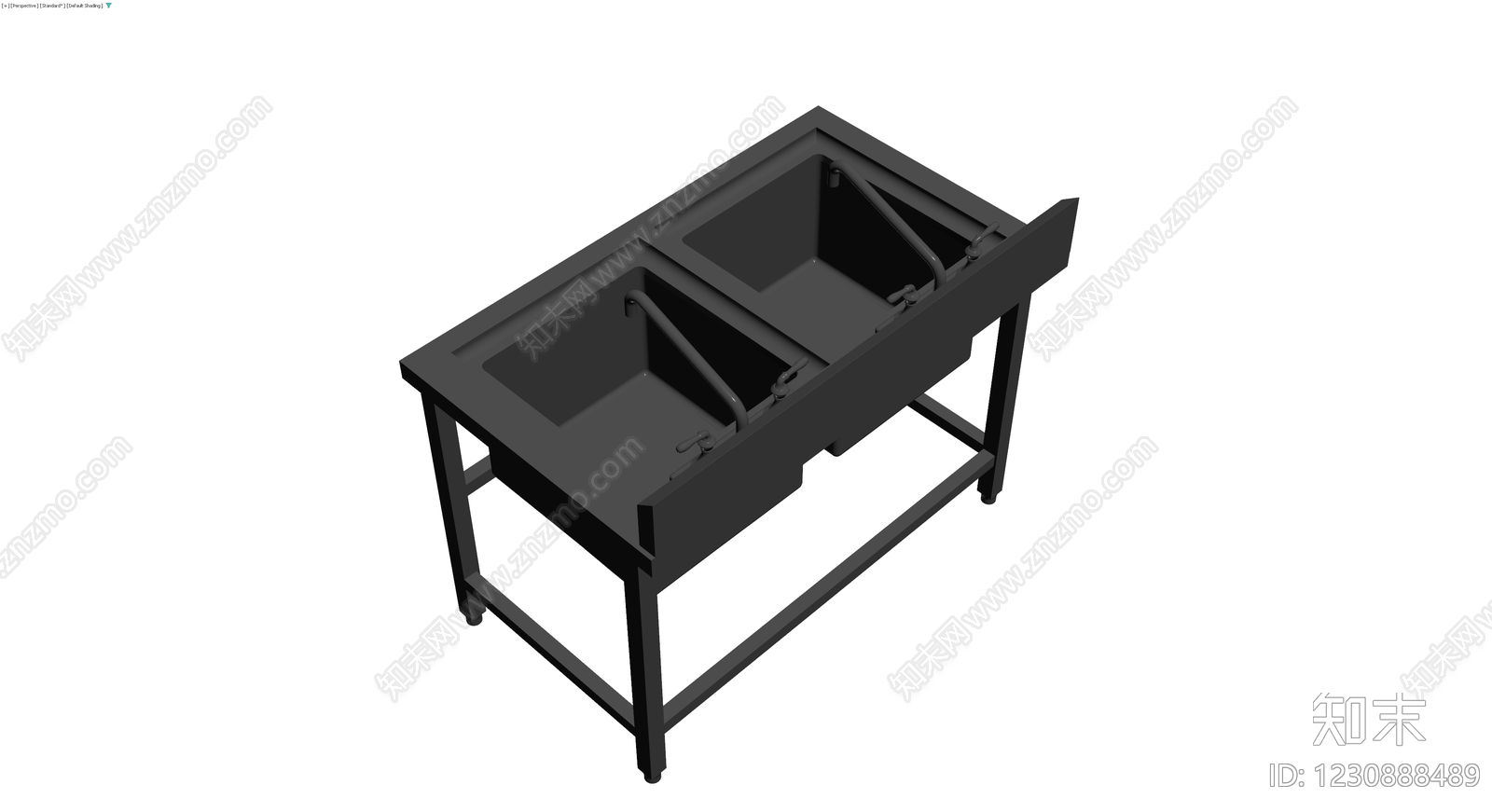 双槽不锈钢水槽台3D模型下载【ID:1230888489】