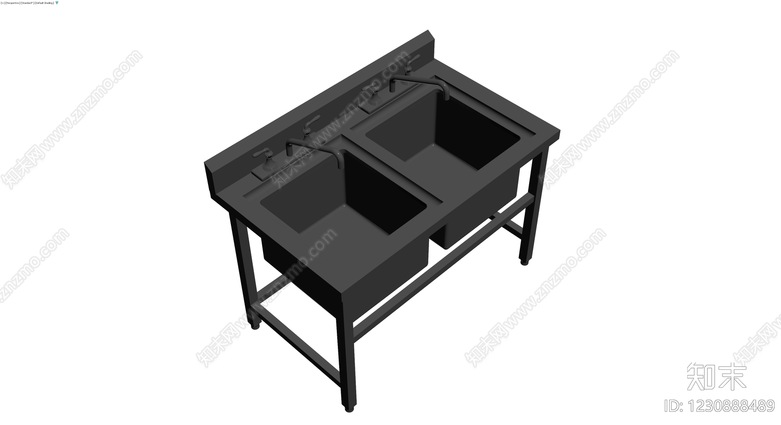 双槽不锈钢水槽台3D模型下载【ID:1230888489】