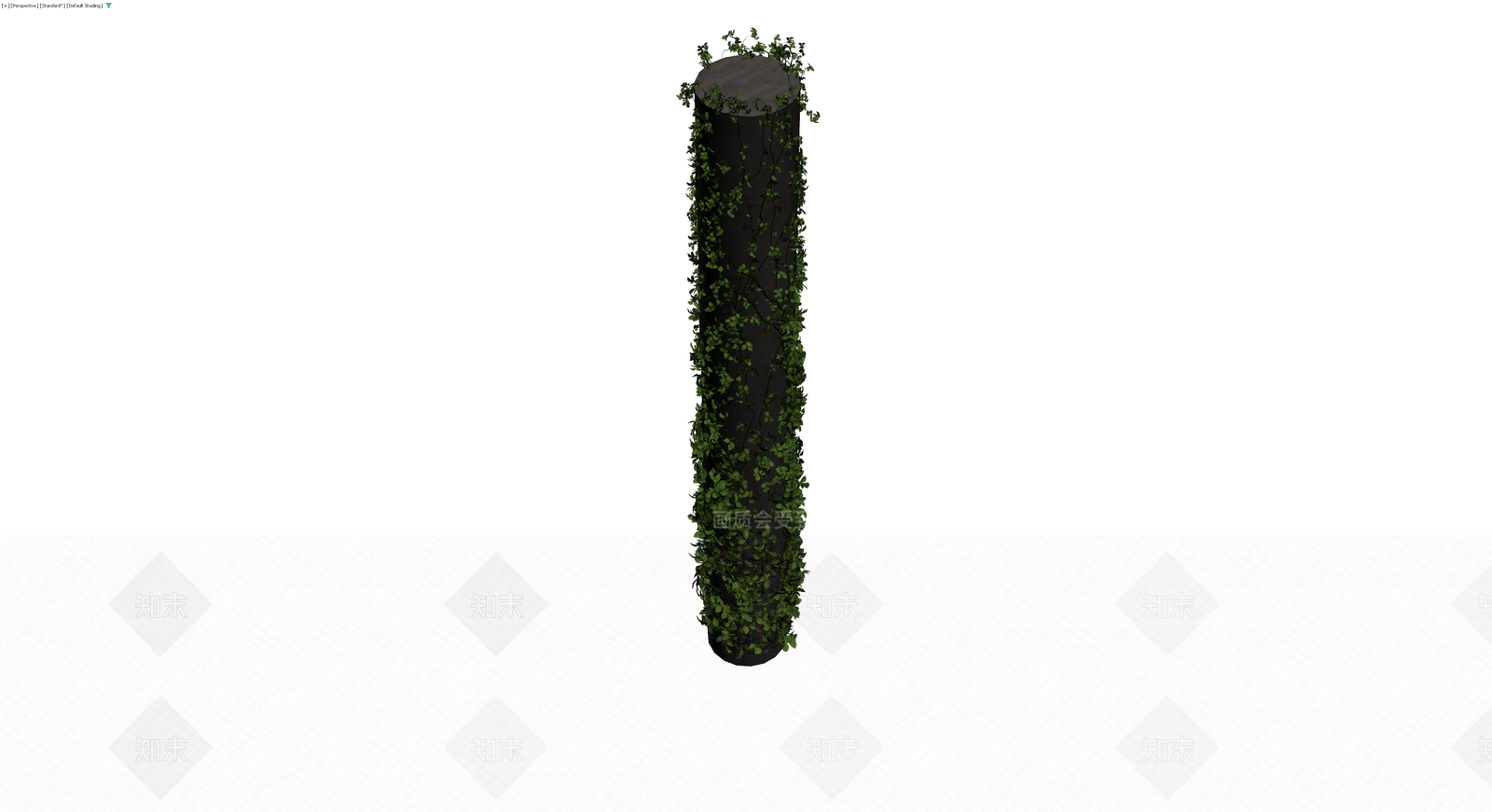 黑色圆柱体绿植缠绕柱3D模型下载【ID:1230562801】